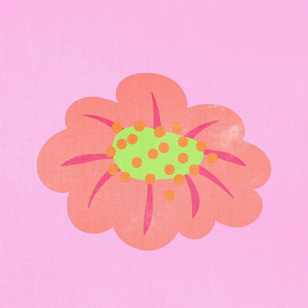 Pink flower, spring clipart psd illustration