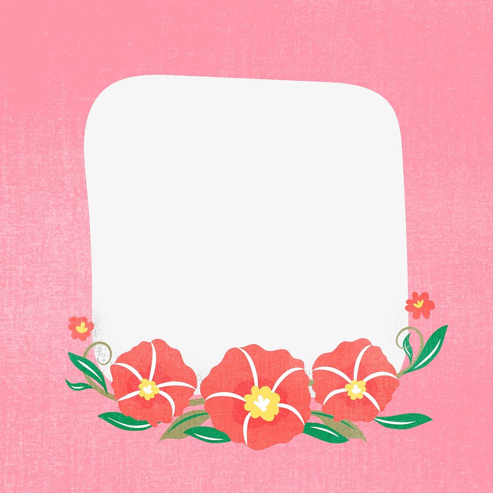 Pink flower frame, vector, flat design illustration