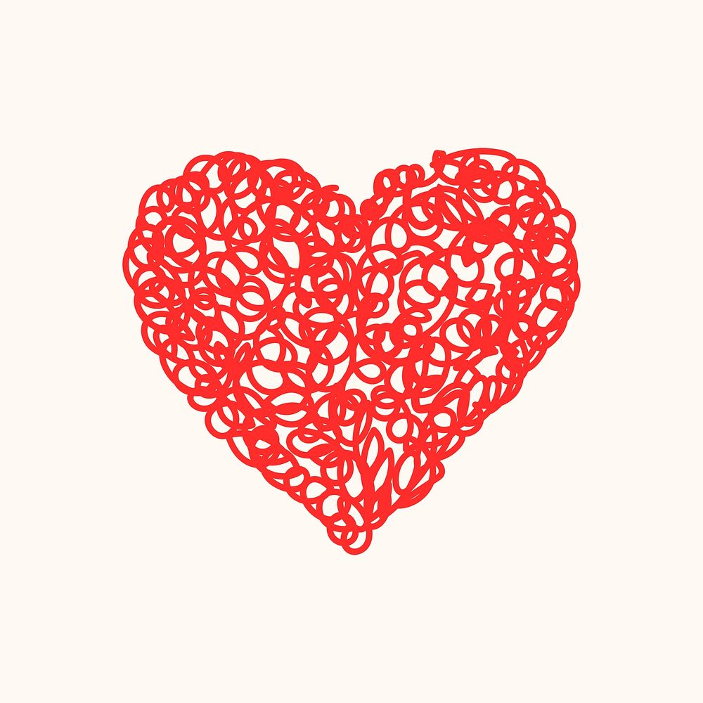 Heart icon, red simple design psd