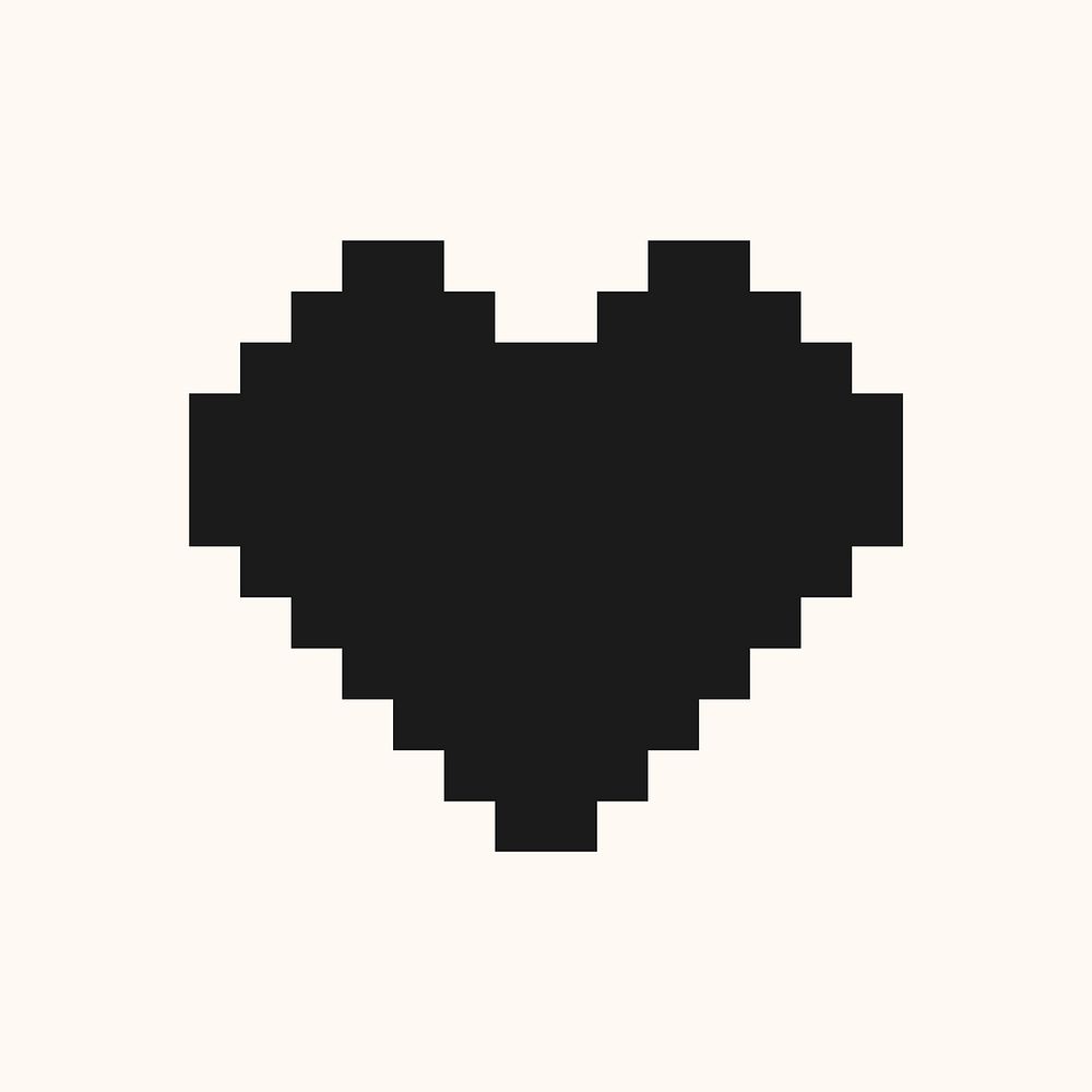 Black pixel heart icon design psd