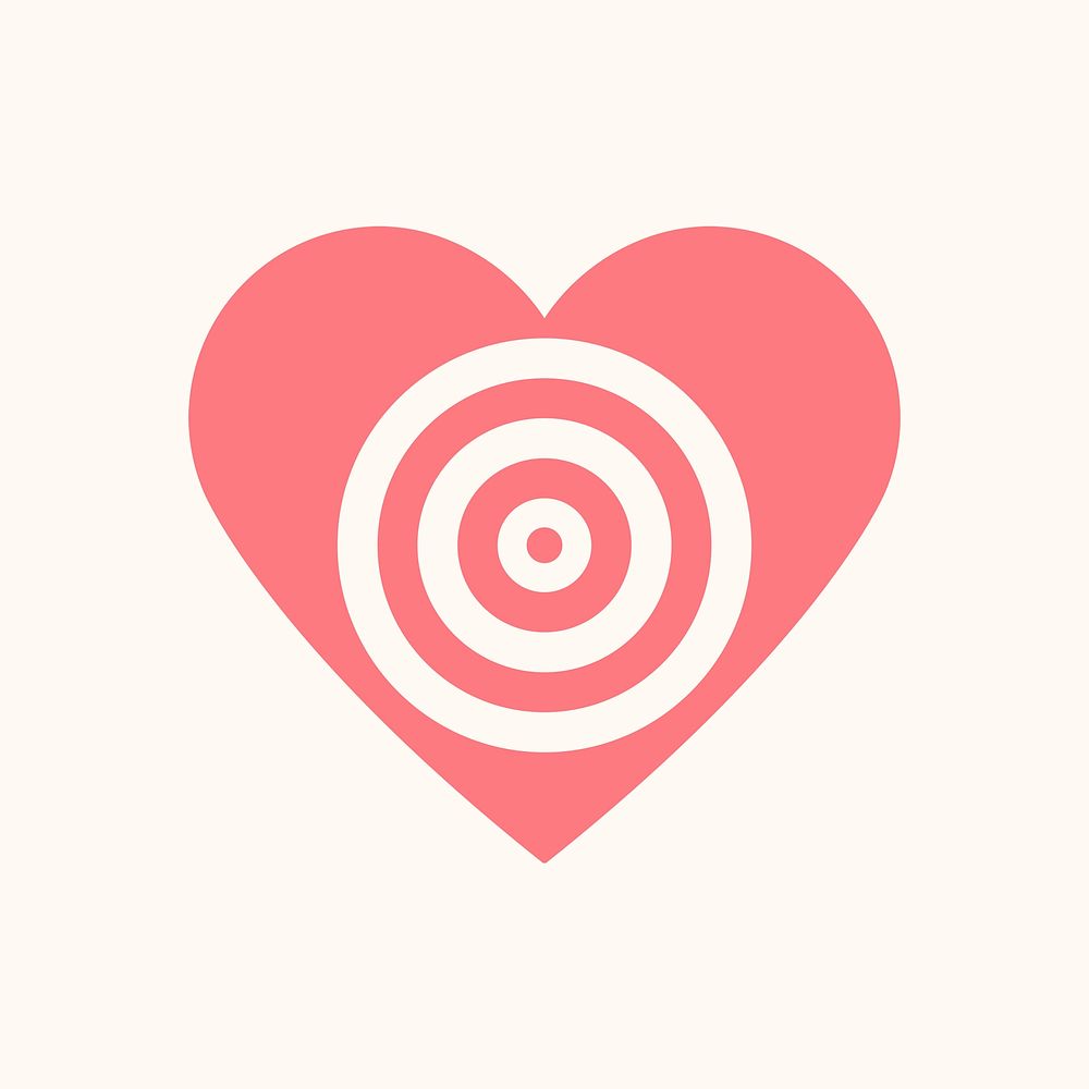 Heart icon, pink simple design psd
