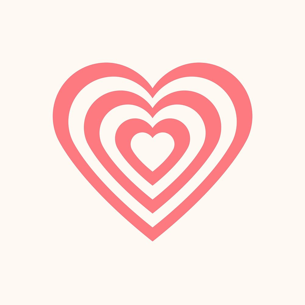 Heart icon, pink stripes element graphic psd