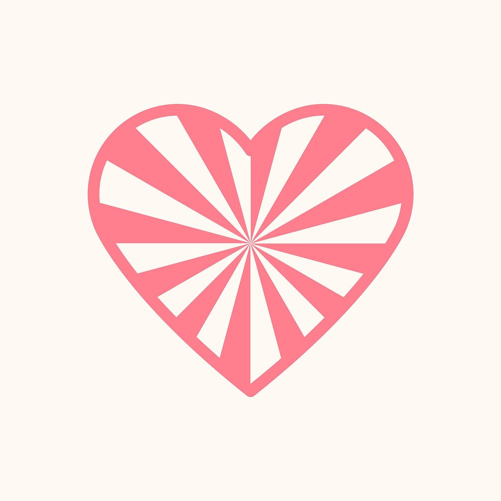 Heart icon, pink hypnotic element graphic psd