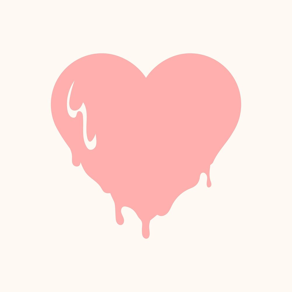 Melting heart icon, pink element graphic psd