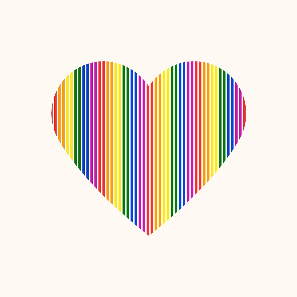 Colorful stripes heart, LGBT pride month icon psd