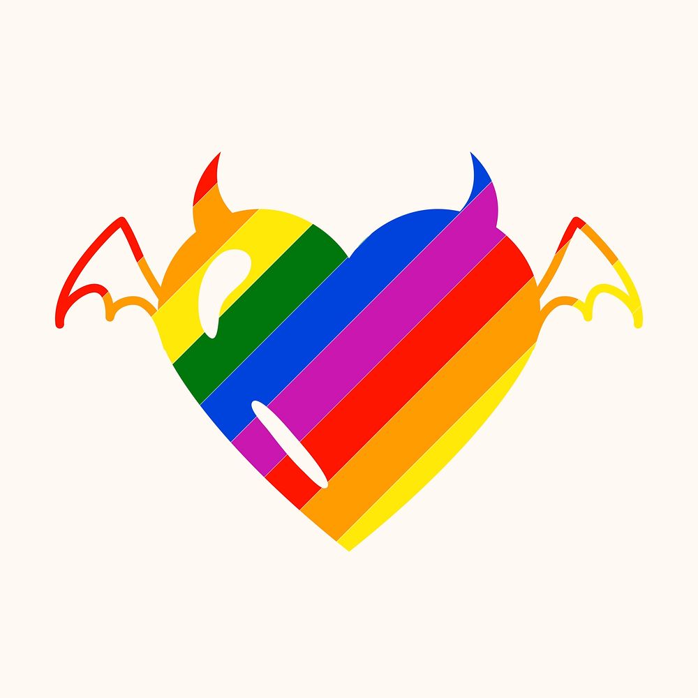 Rainbow devil heart, LGBT pride month icon psd