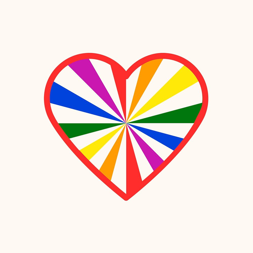 LGBT rainbow heart, colorful icon psd