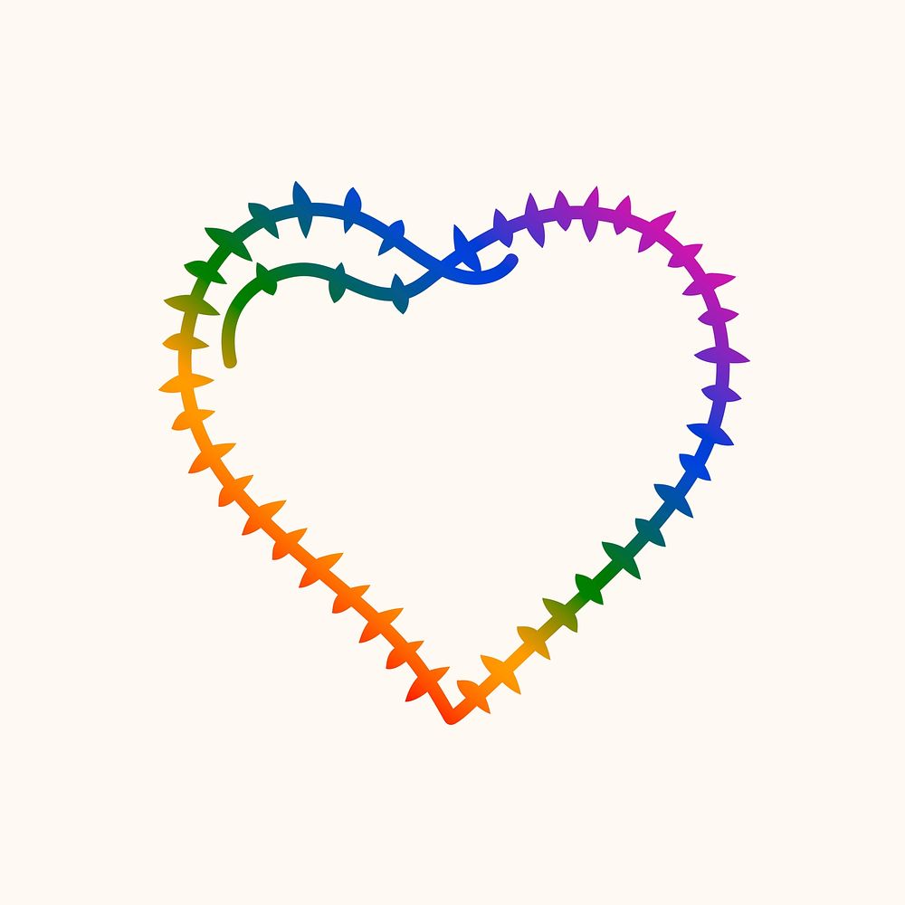 LGBT heart, colorful doodle design icon psd