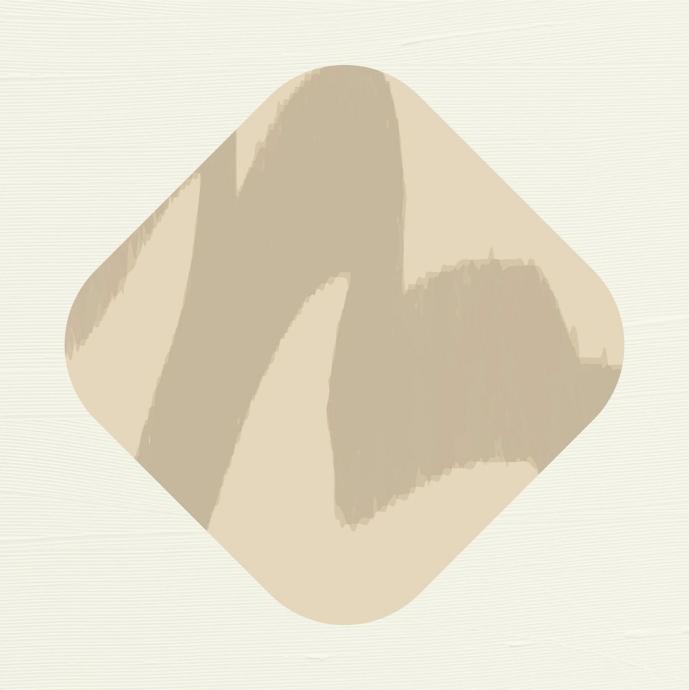 Square sticker geometric shape, brown earth tone flat clipart psd