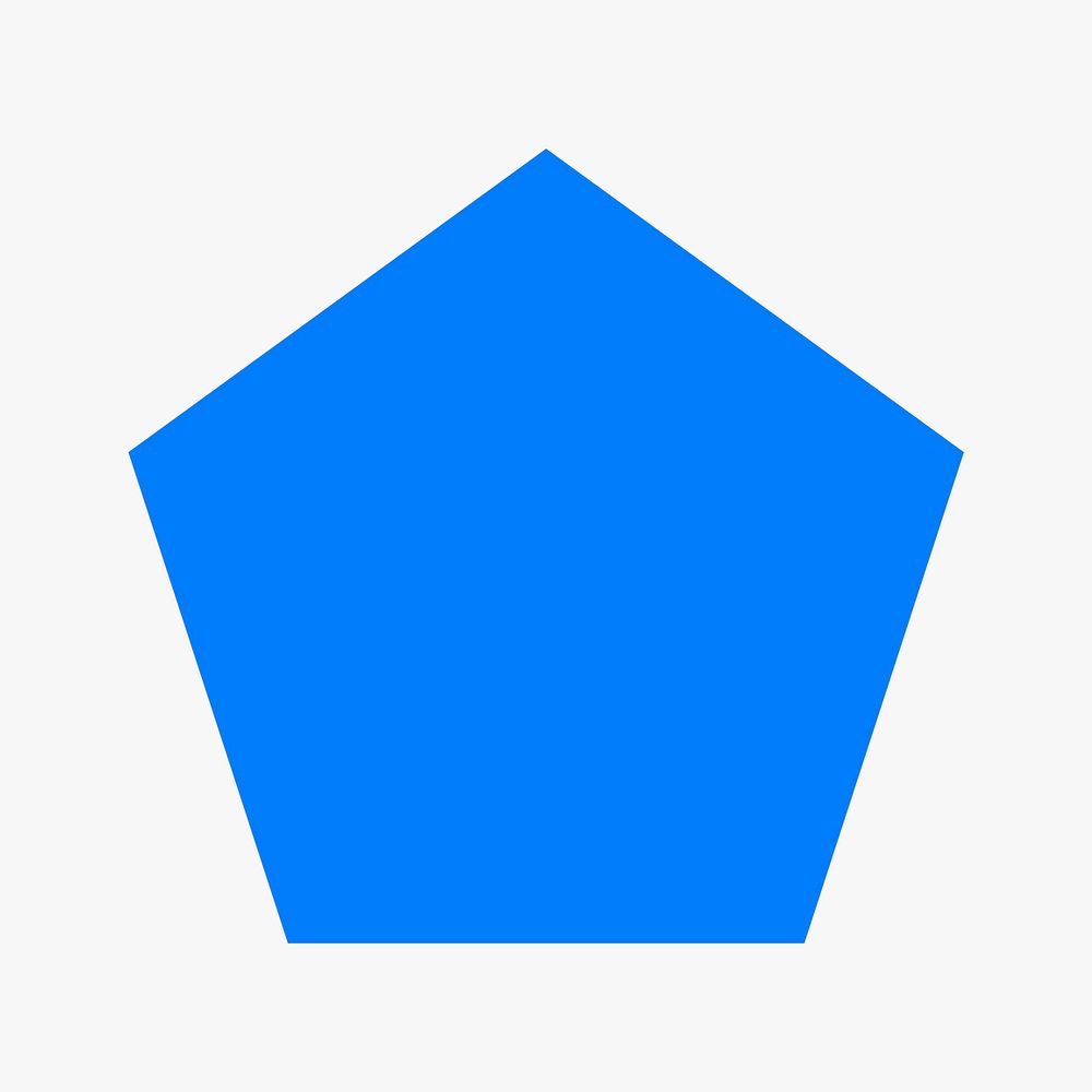 Pentagon sticker geometric shape, blue retro flat clipart psd