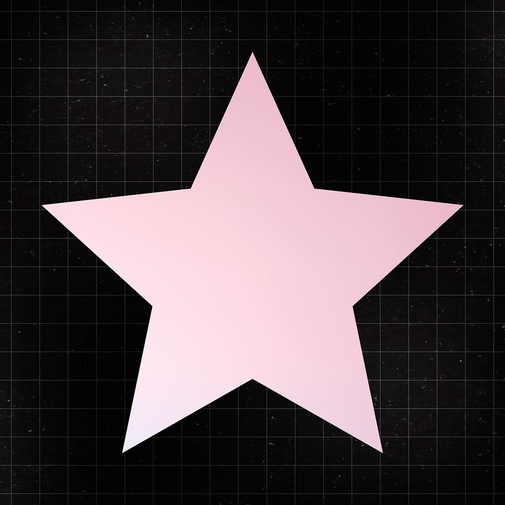 Star sticker, pink holographic gradient flat clipart psd