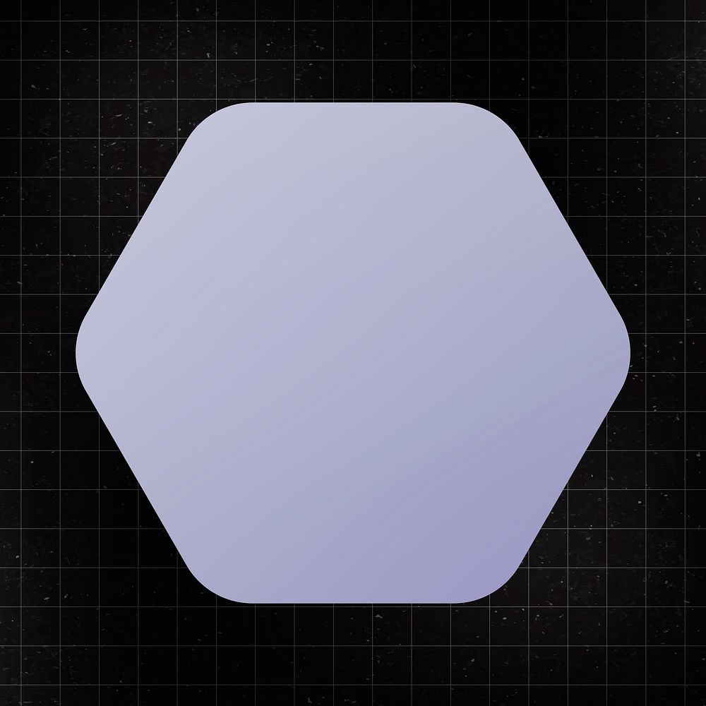 Hexagon sticker geometric shape, purple gradient flat clipart psd