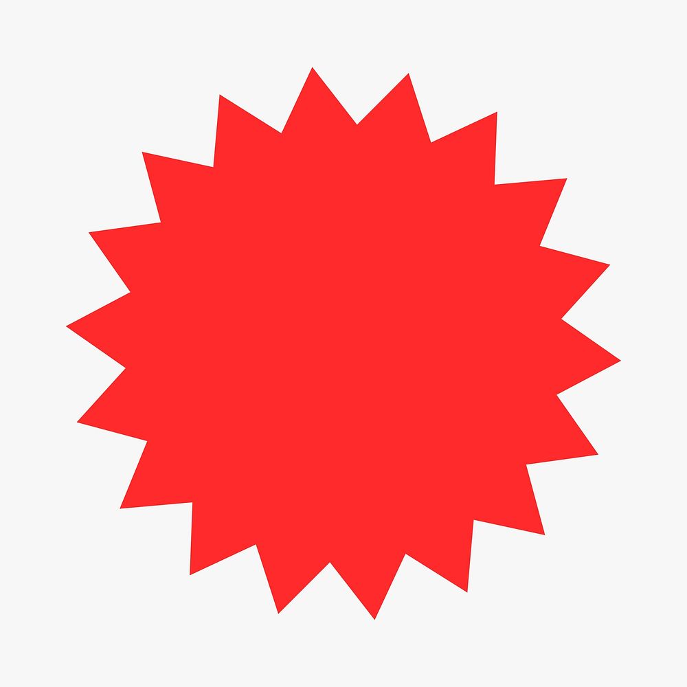 Shape badge sticker, red retro flat clipart psd