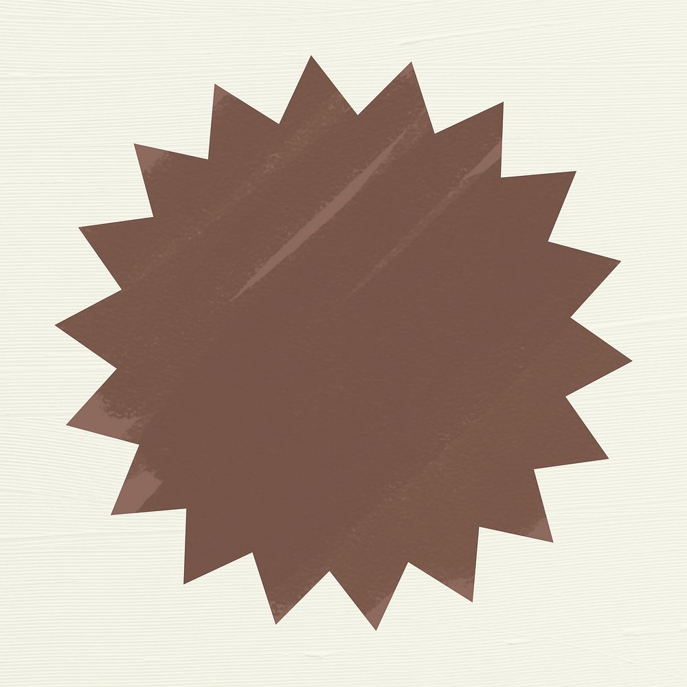 Shape badge sticker, brown earth tone flat clipart psd