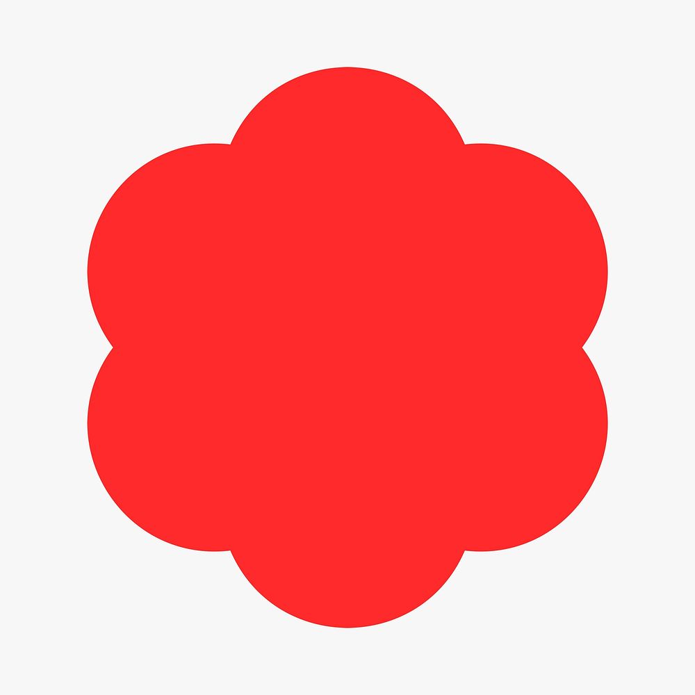 Flower shape badge sticker, red retro flat clipart psd