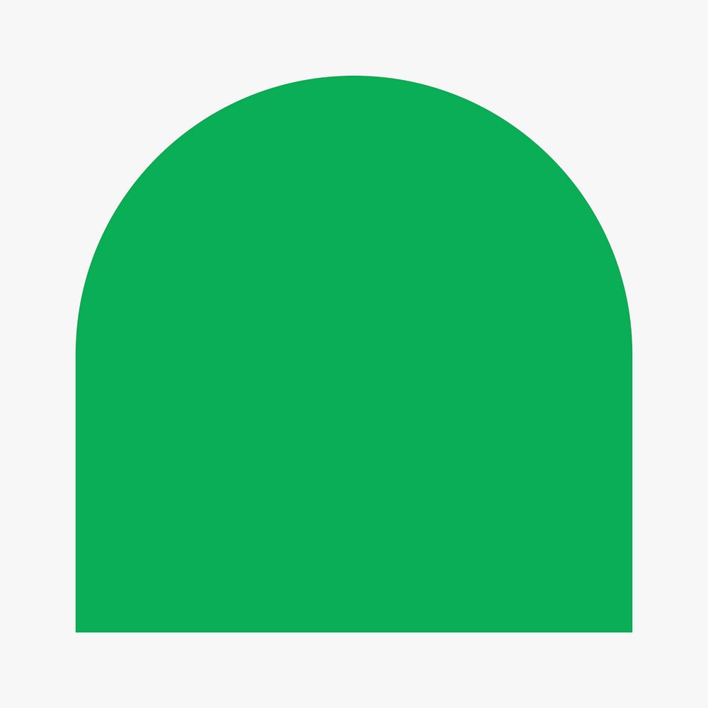 Arch sticker geometric shape, green retro flat clipart psd