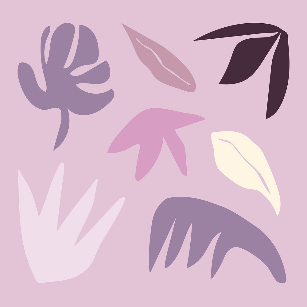 Abstract memhis leaf purple shapes, design element set vector