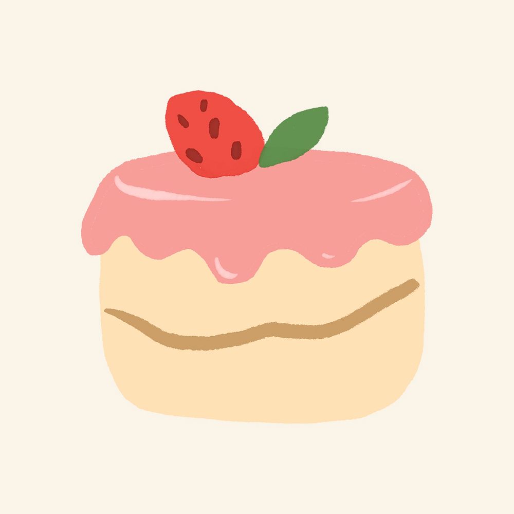 Strawberry cake, cute dessert psd