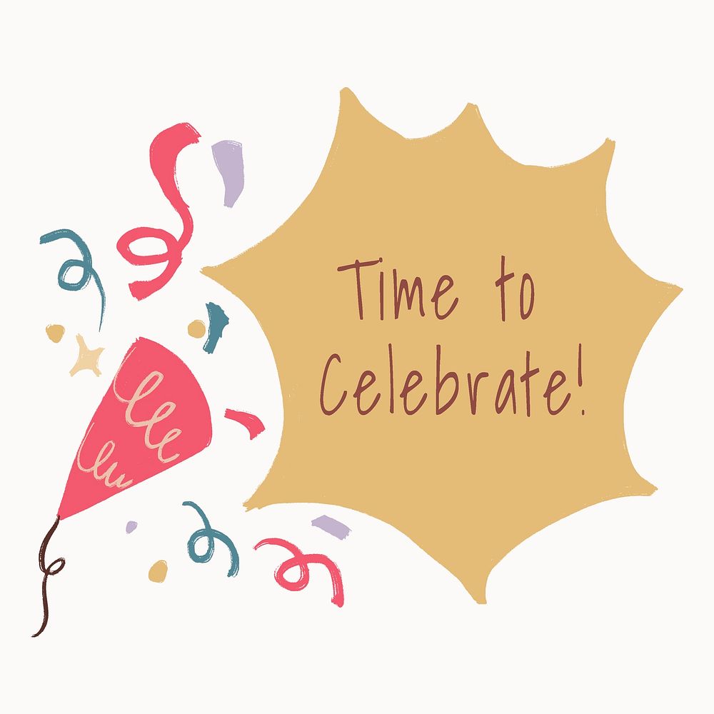 Celebration template sticker, cute badge graphic psd