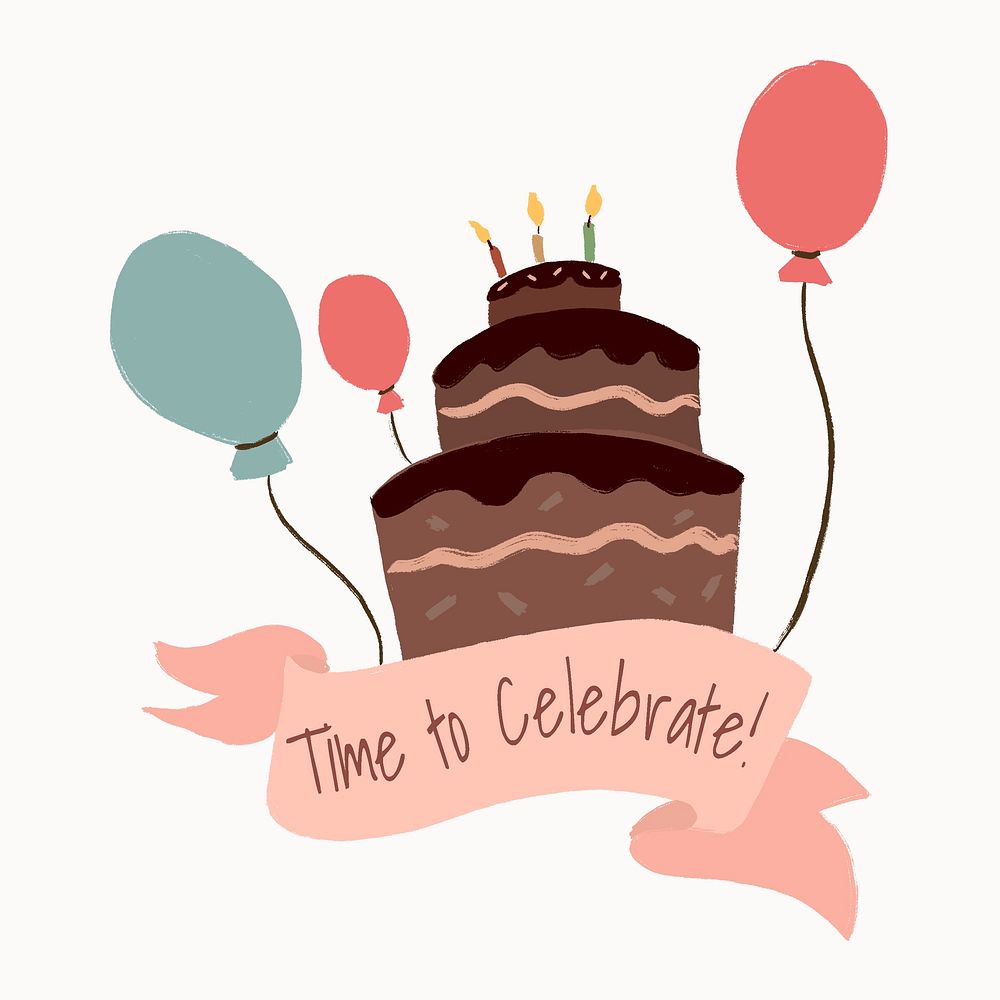 Birthday cake template sticker, cute banner graphic psd