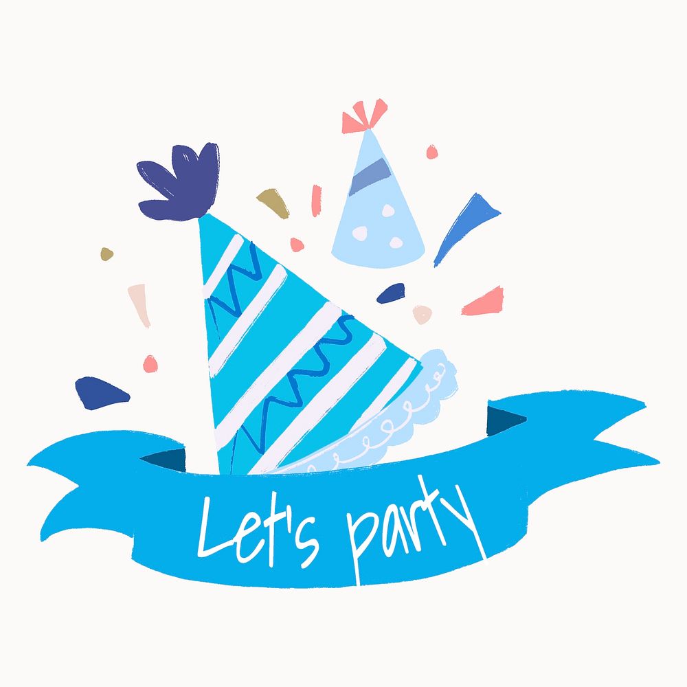 Party template sticker, cute label graphic psd
