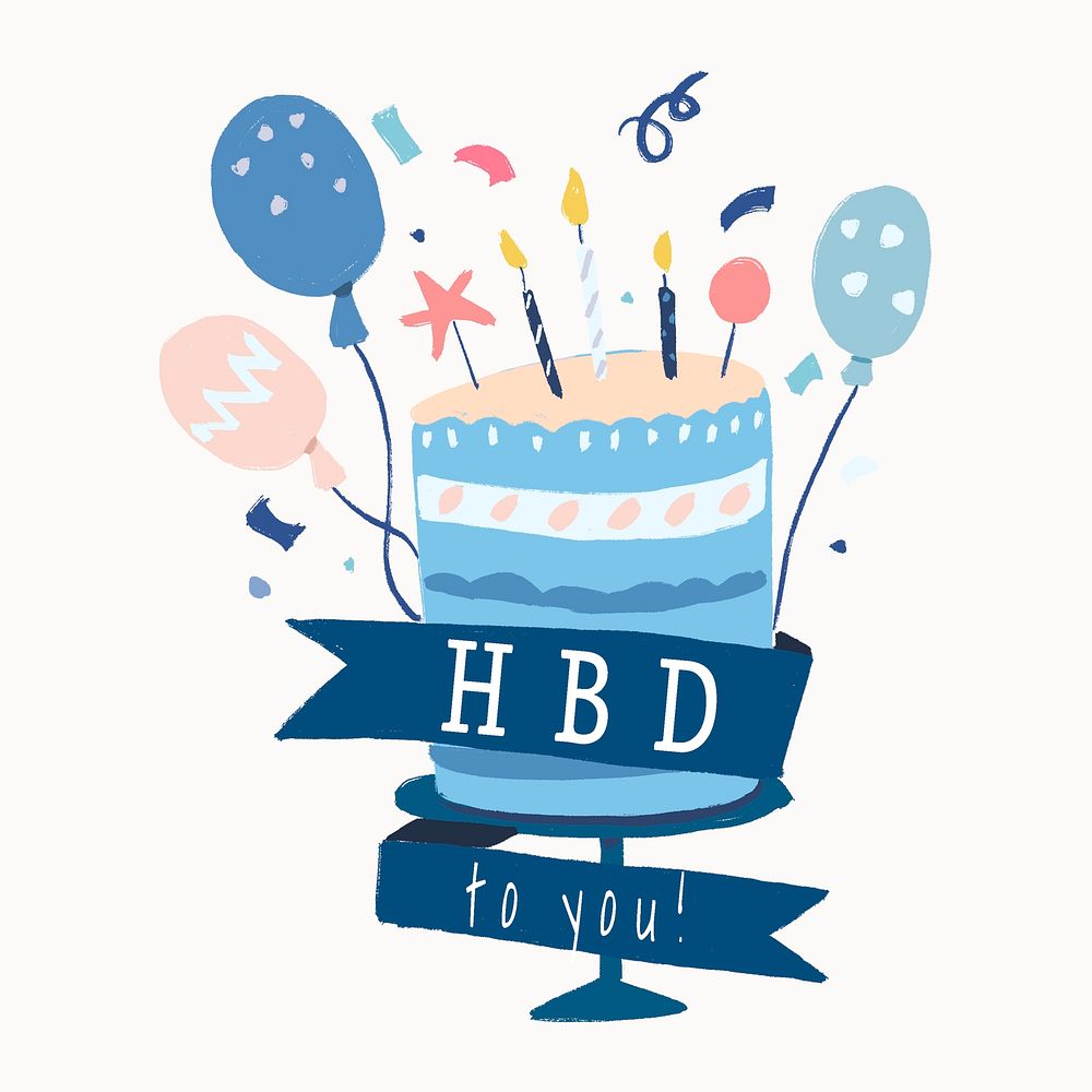 Birthday cake template sticker, cute banner graphic psd