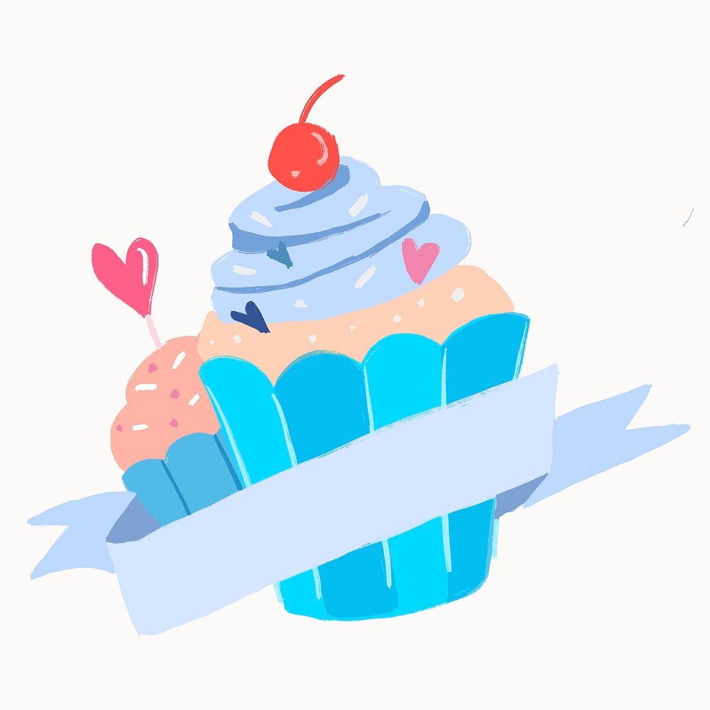 Cute cupcake dessert, blank label design psd