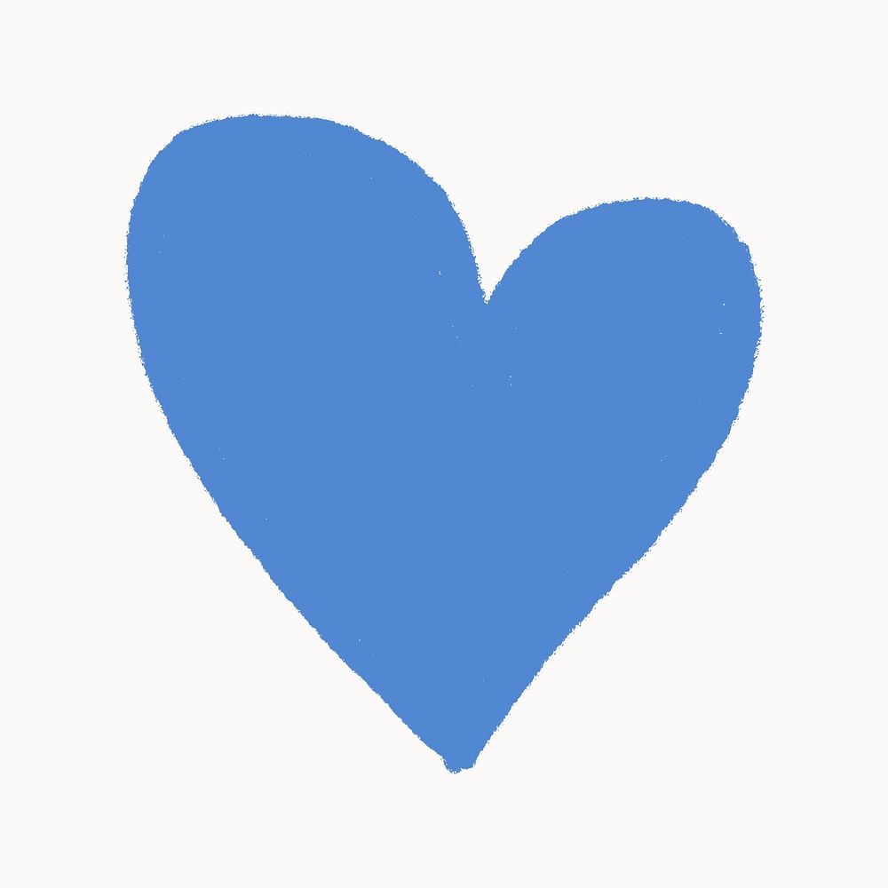 Blank heart sticker, blue love element graphic psd