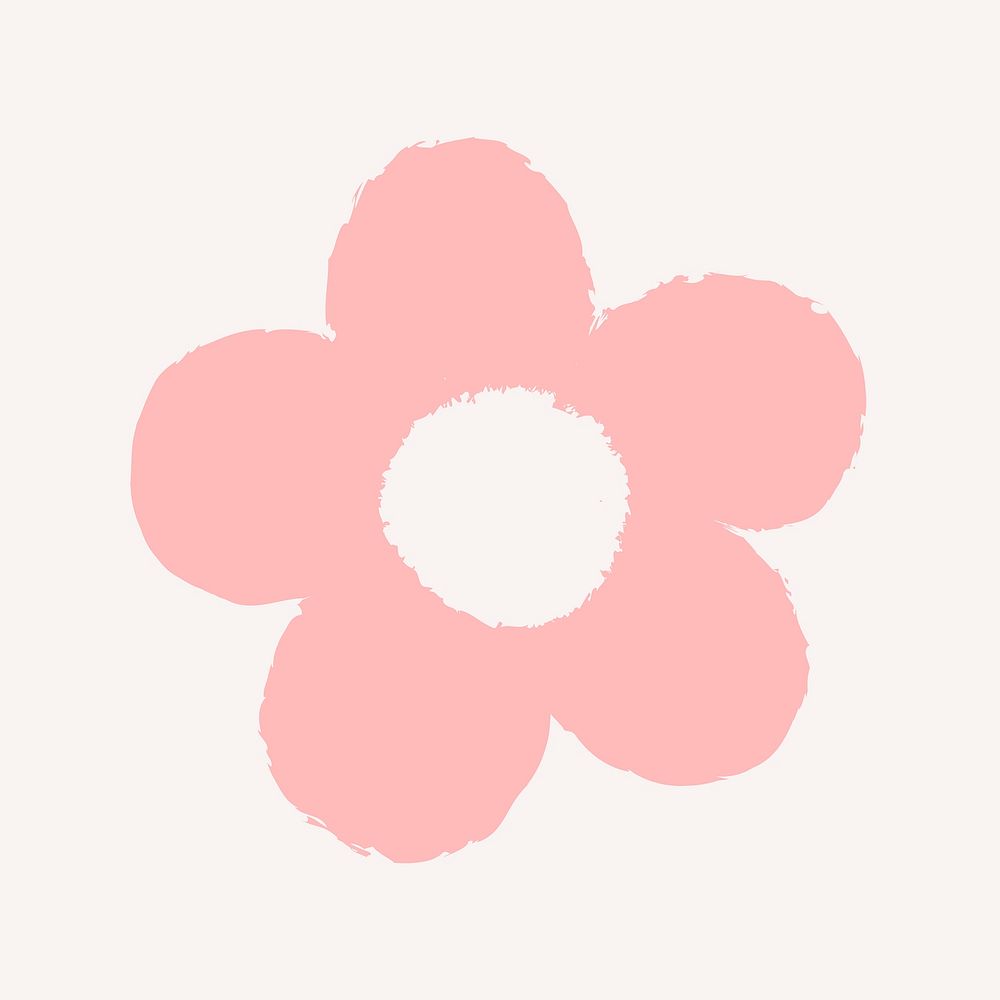 Pastel pink flower in cute doodle style psd