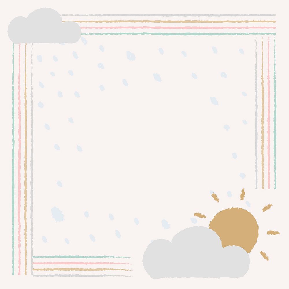 Cute doodle frame, rain border psd