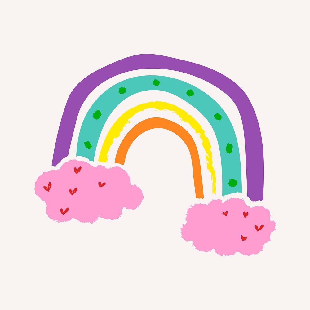 Funky rainbow in doodle style psd