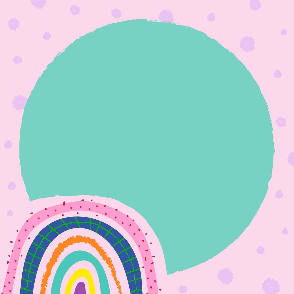 Rainbow frame, funky doodle border design vector