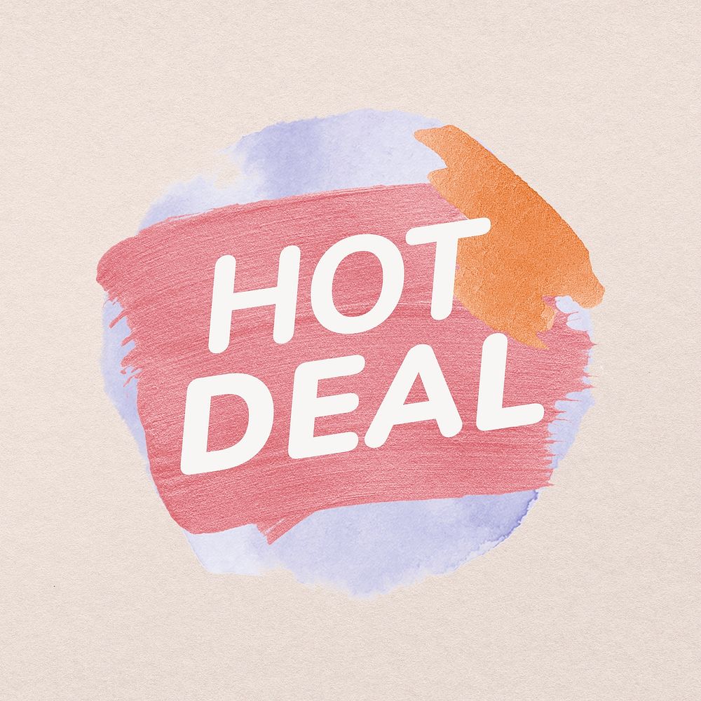 Hot deal badge sticker, paint texture, shopping image psd
