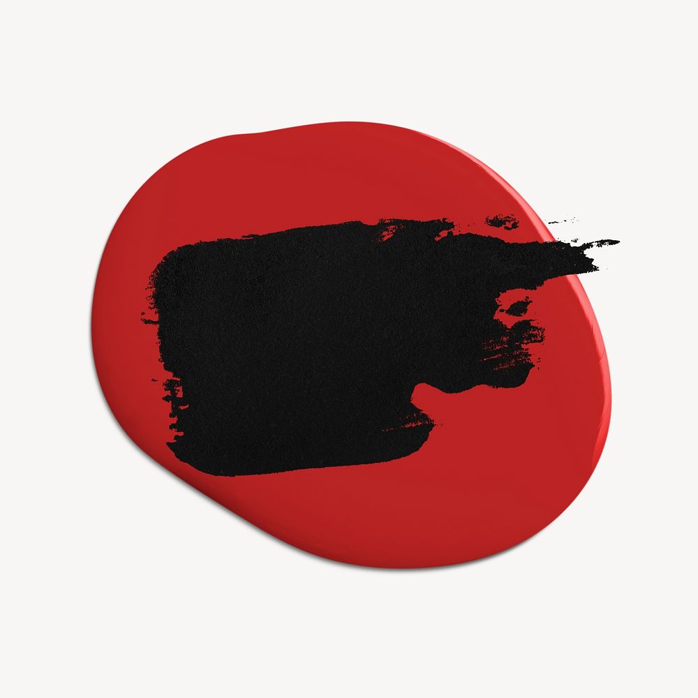 Red paint badge sticker, acrylic texture, abstract blank design space psd