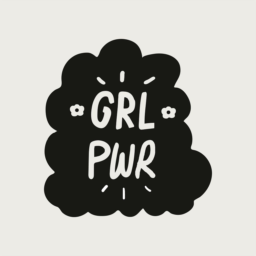 Girl power sticker collage psd, woman empowerment concept