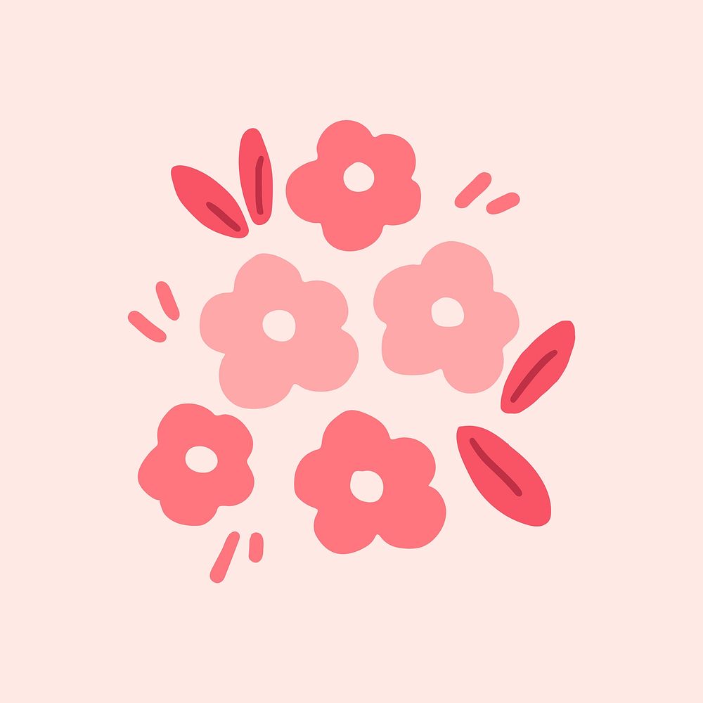 Pink flower sticker collage element psd