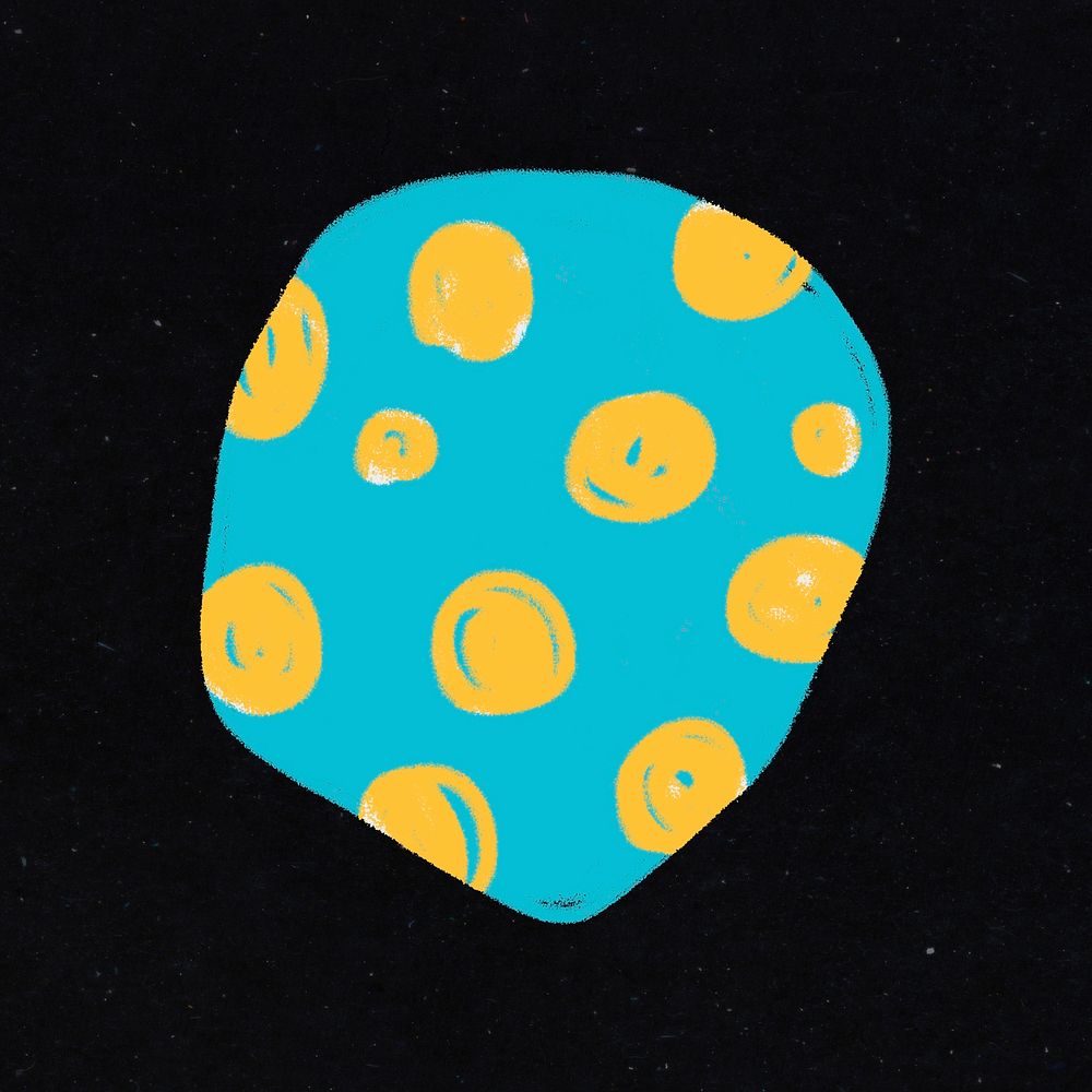 Polka dot shape sticker, cute blue doodle clipart psd
