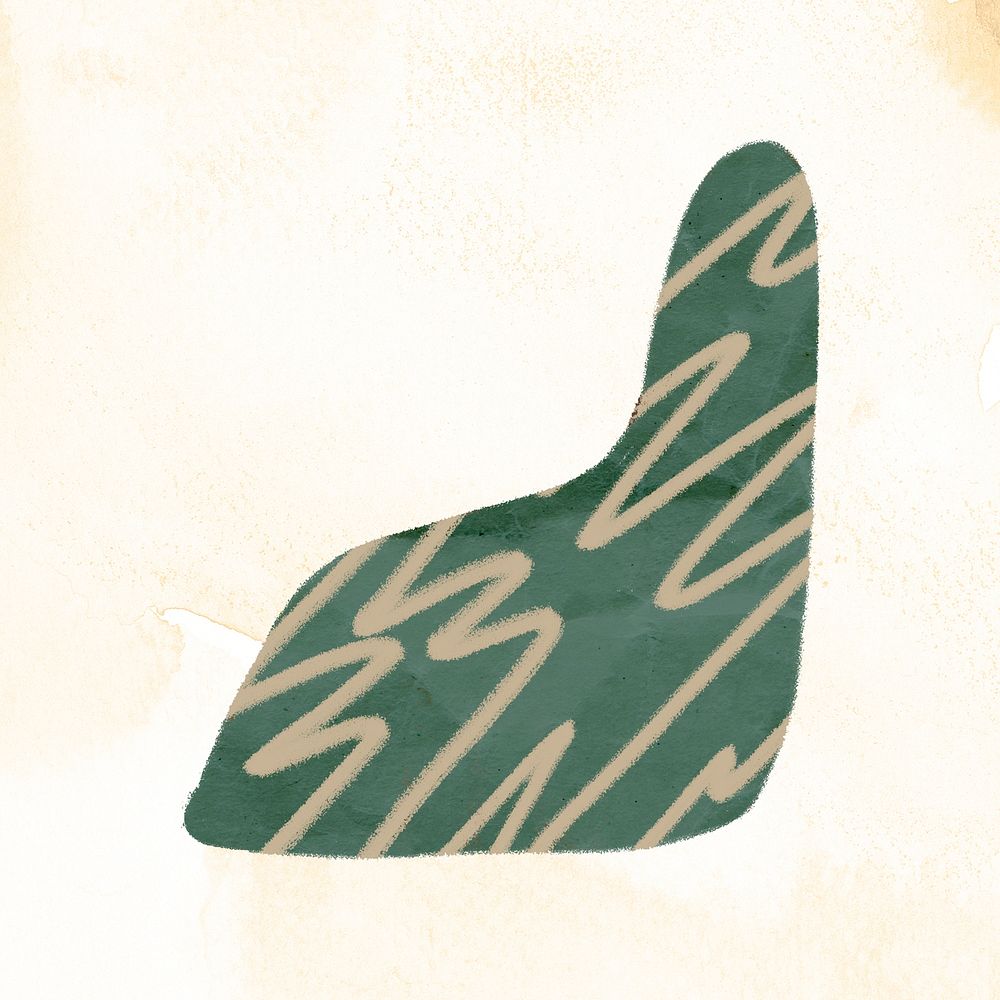 Cute shape sticker, green earthy texture in doodle design psd