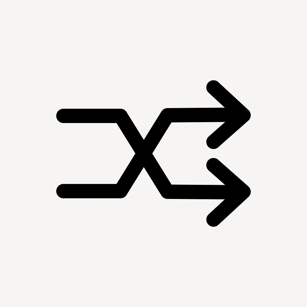 Double arrow icon, black sticker, shuffle symbol psd