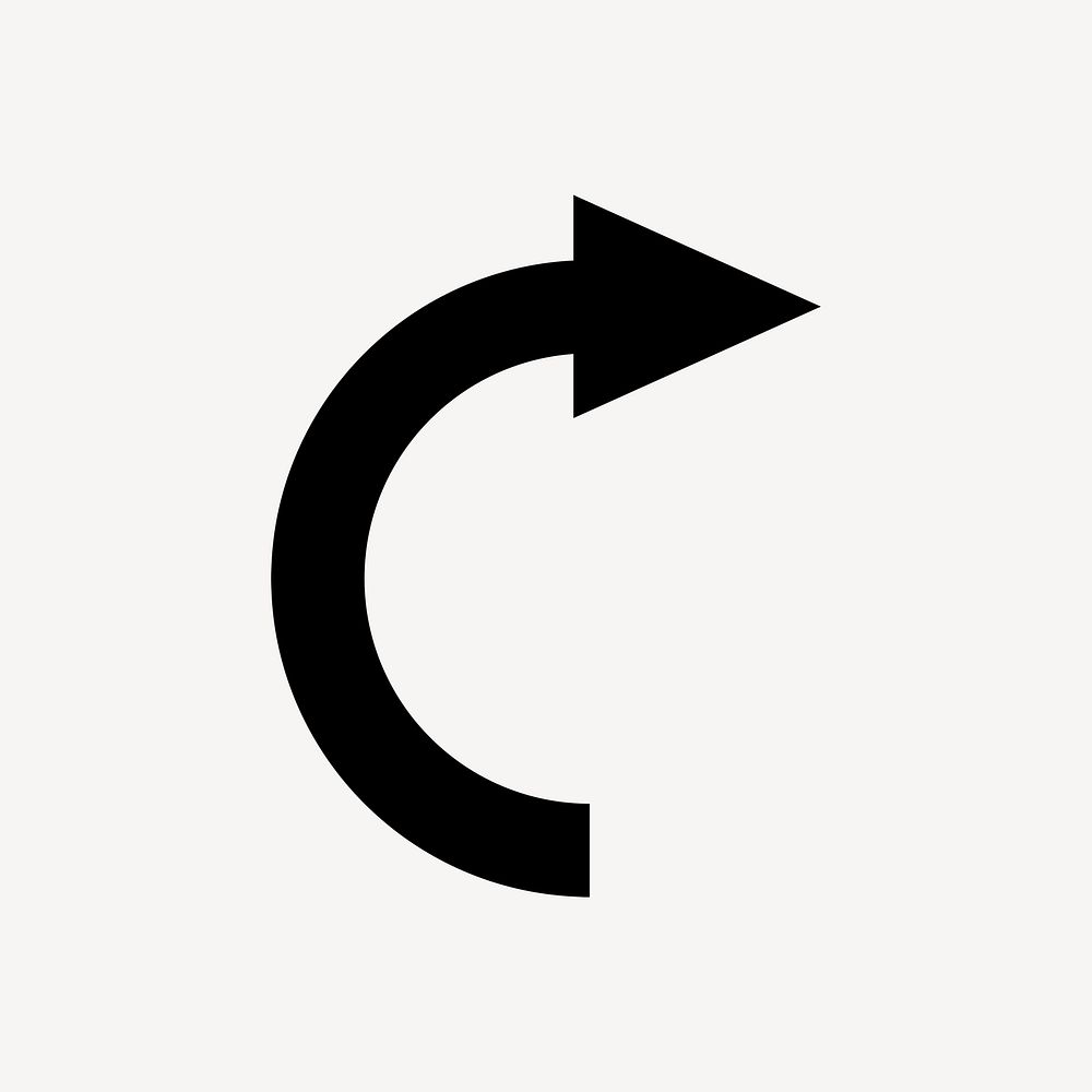 Arrow icon, black circle sticker, right direction symbol psd