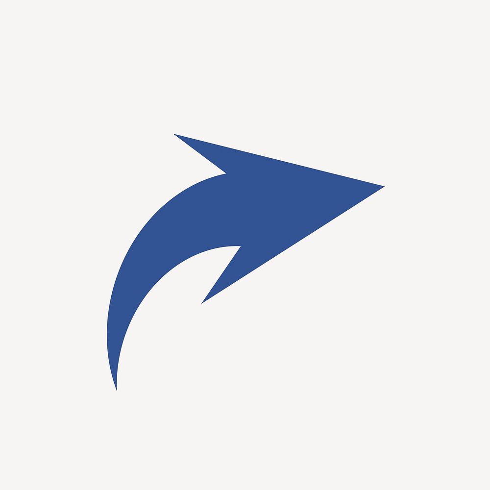 Dash arrow icon, blue sticker, forward symbol psd