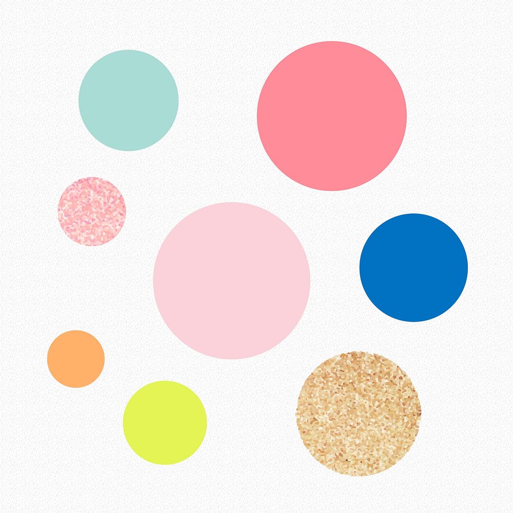 Cute circle shape sticker, colorful pastel glitter, geometric clipart vector set