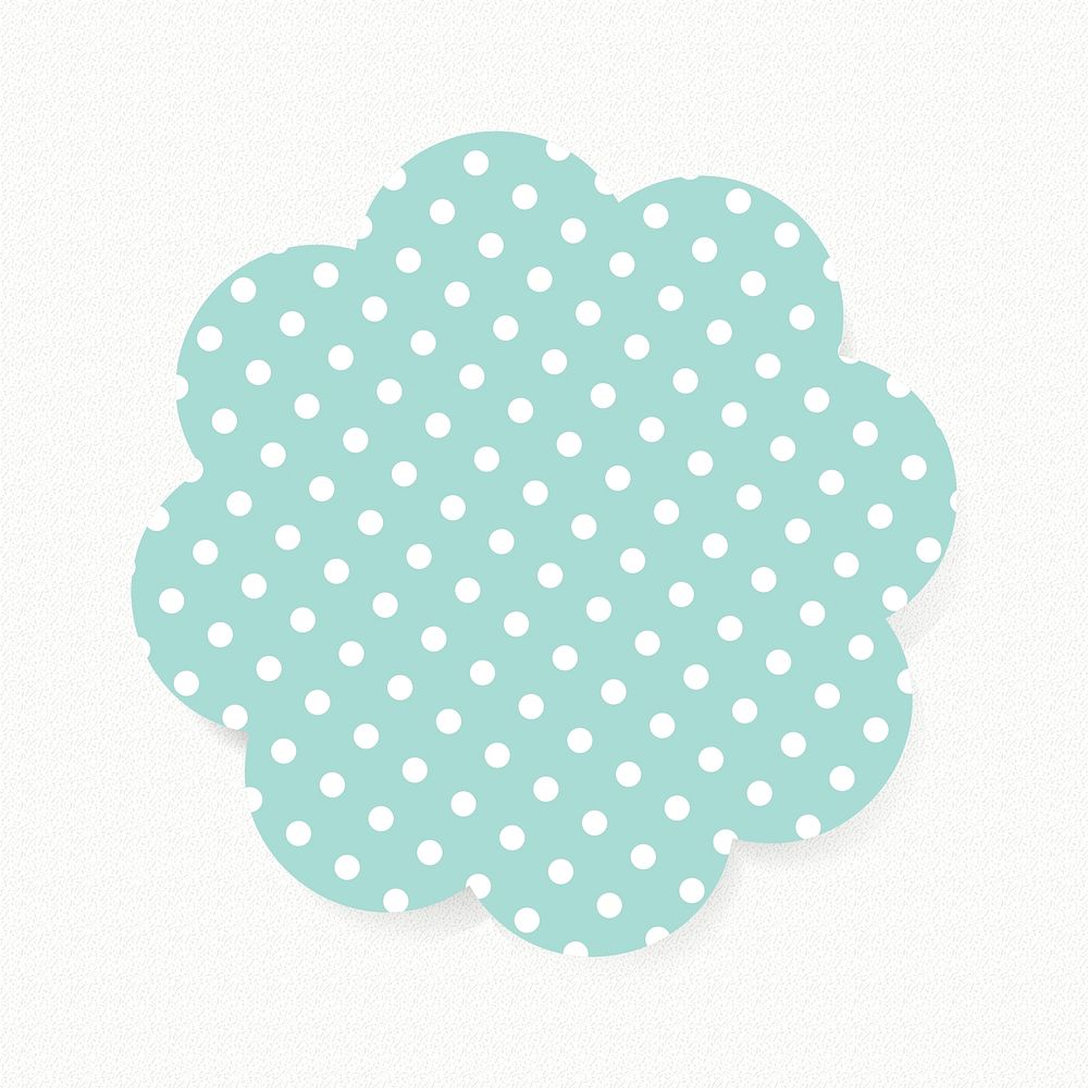 Blue pattern badge collage element, cute polka dot feminine clipart psd