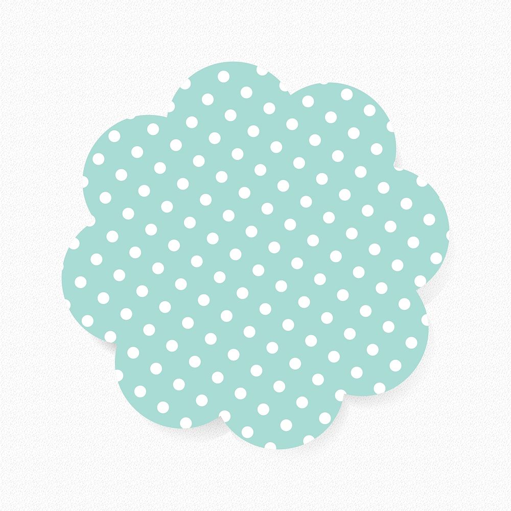 Blue pattern badge collage element, cute polka dot feminine clipart vector