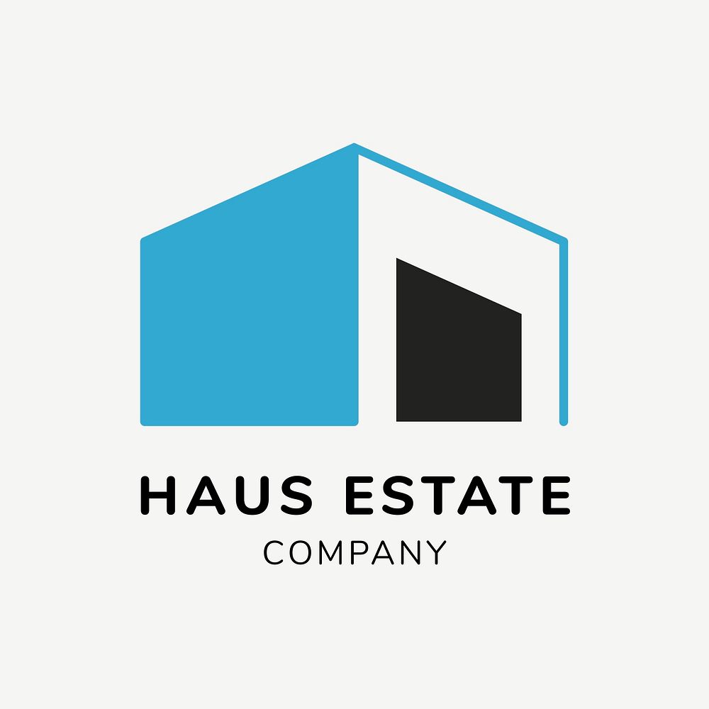Real estate business logo template for branding design psd, haus estate company text