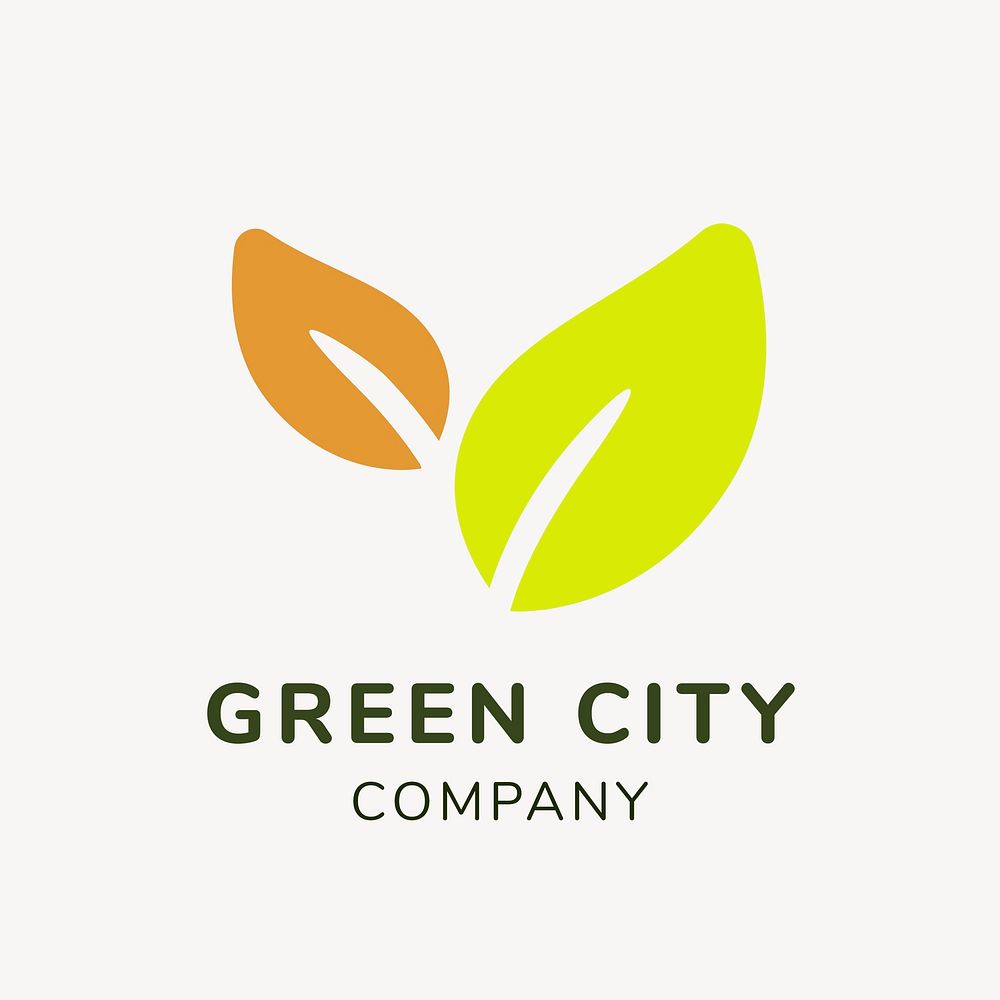 Green business logo template, branding design psd, green city text