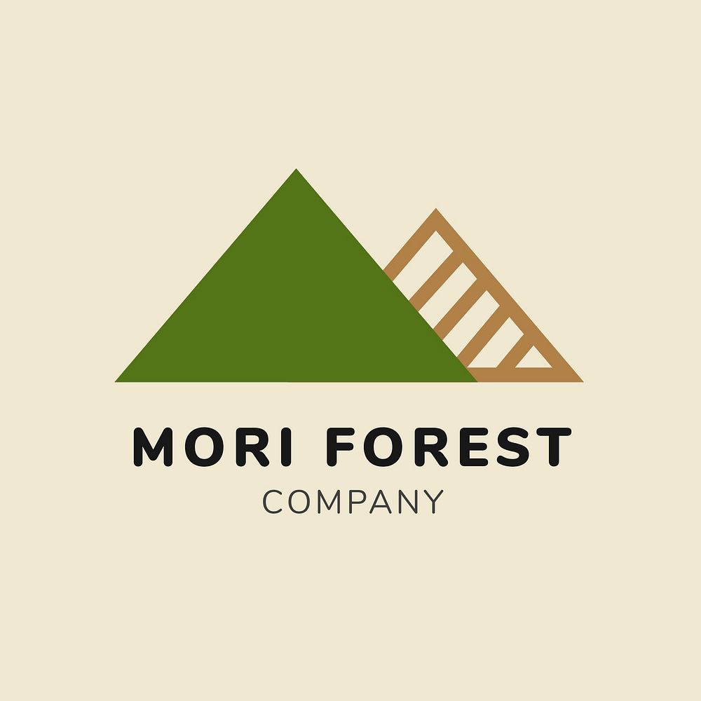Green business logo template, branding design psd, mori forest company text