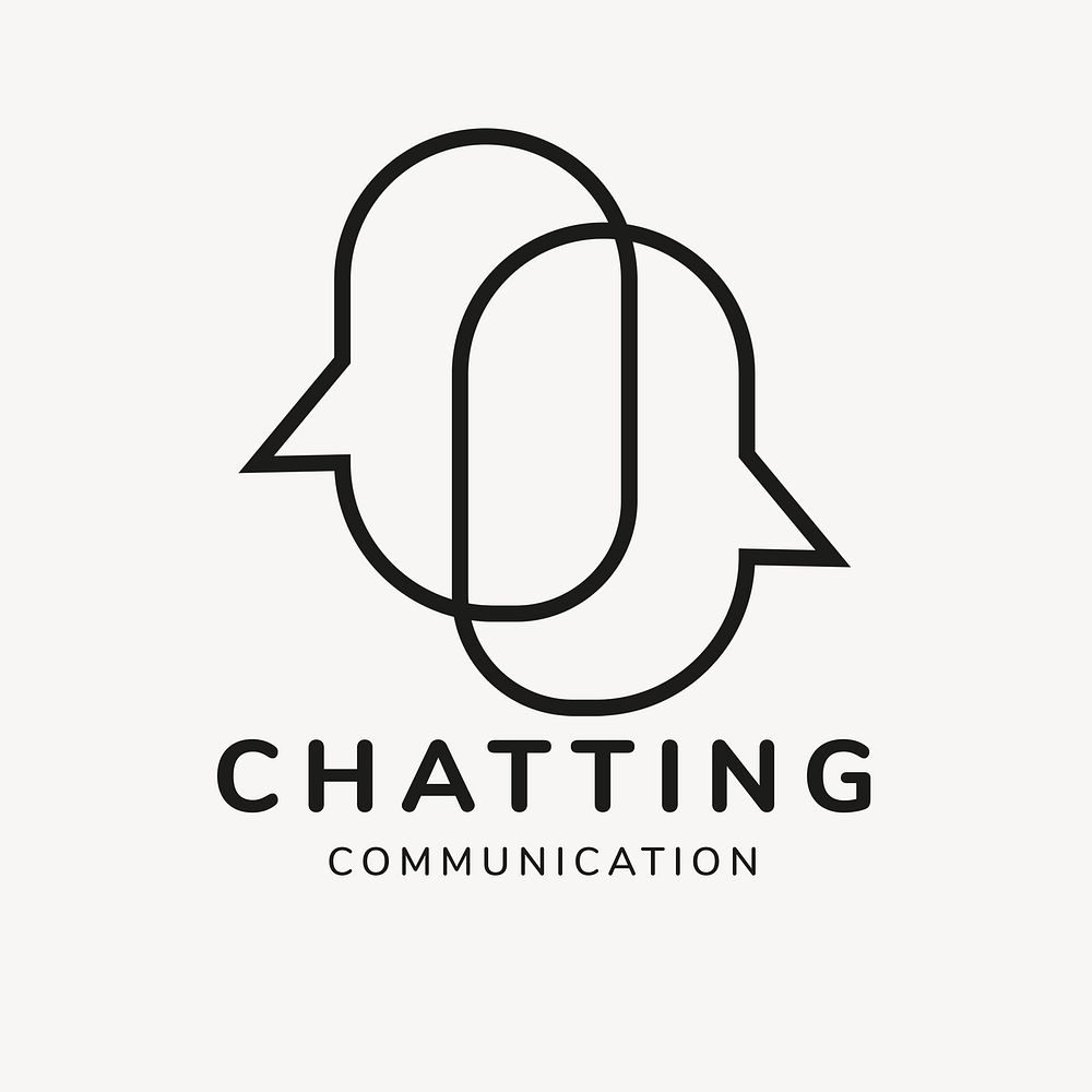 Chat application logo template, business branding design psd, chatting communication text