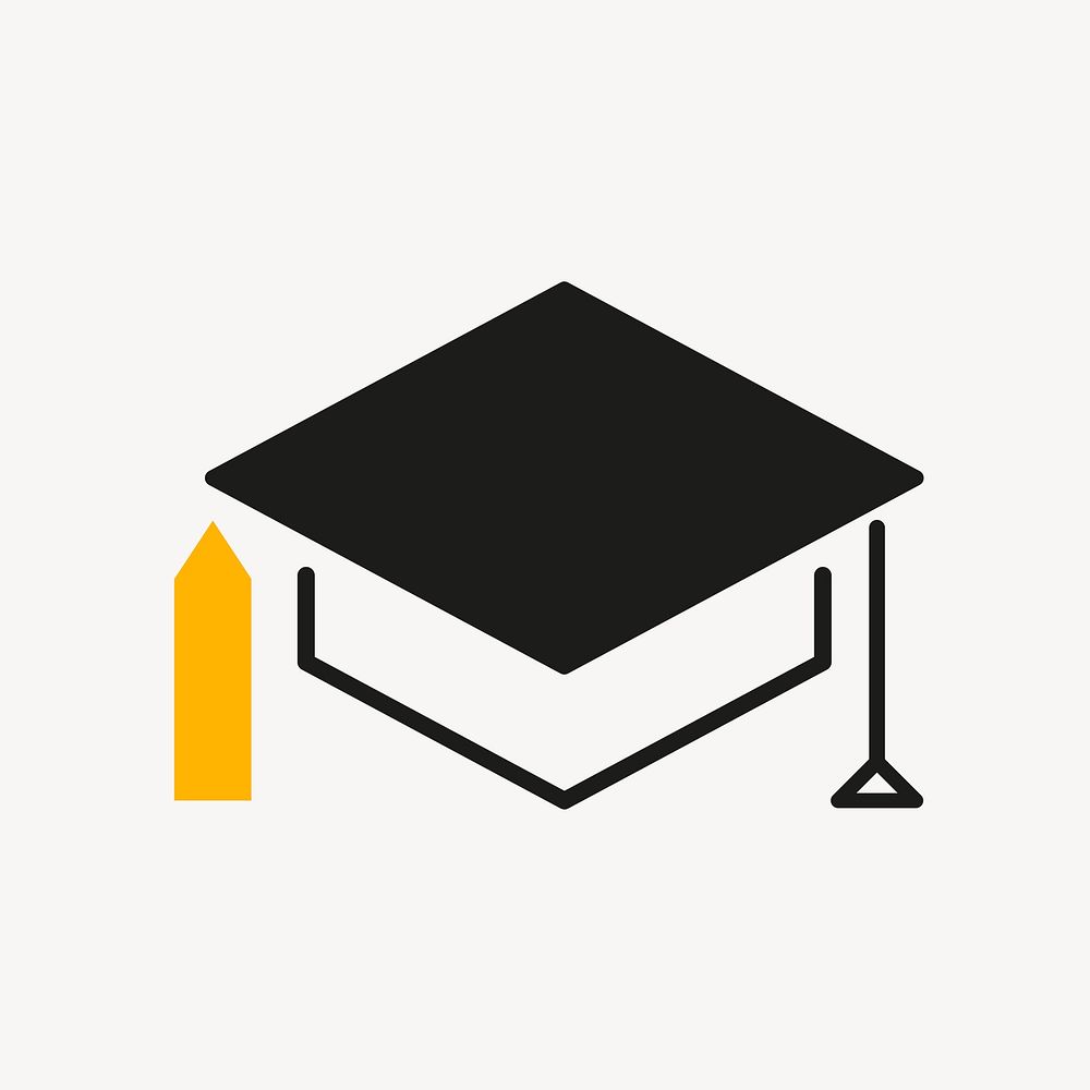 Mortarboard icon, education symbol flat design psd illustration