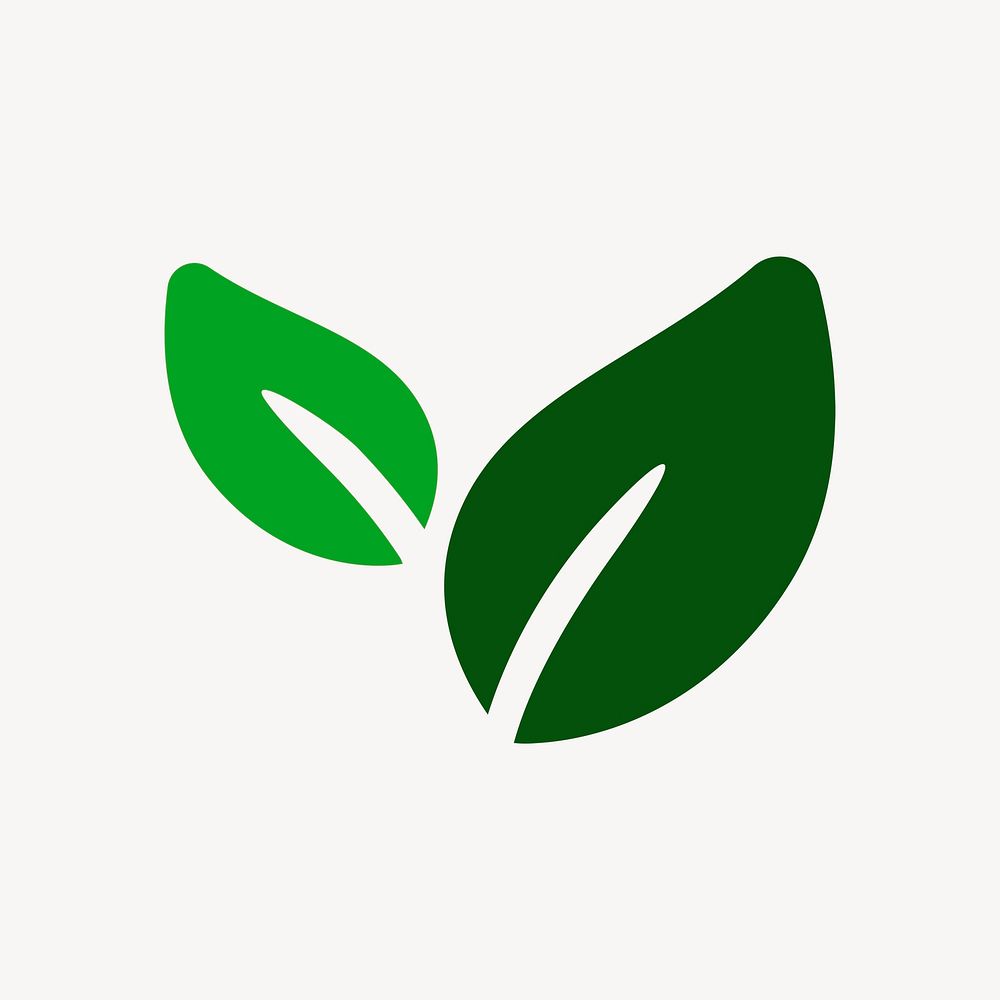 Leaf icon, natural product symbol flat design psd illustration